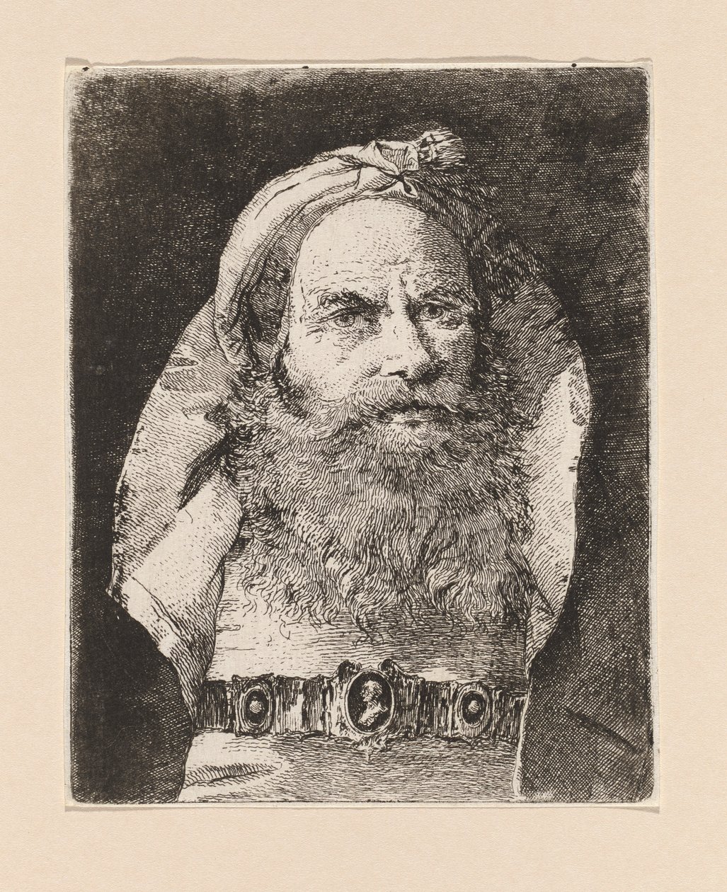 Alter Mann mit kleinem Turban, aus der Raccolta di Teste von Giovanni Domenico Tiepolo