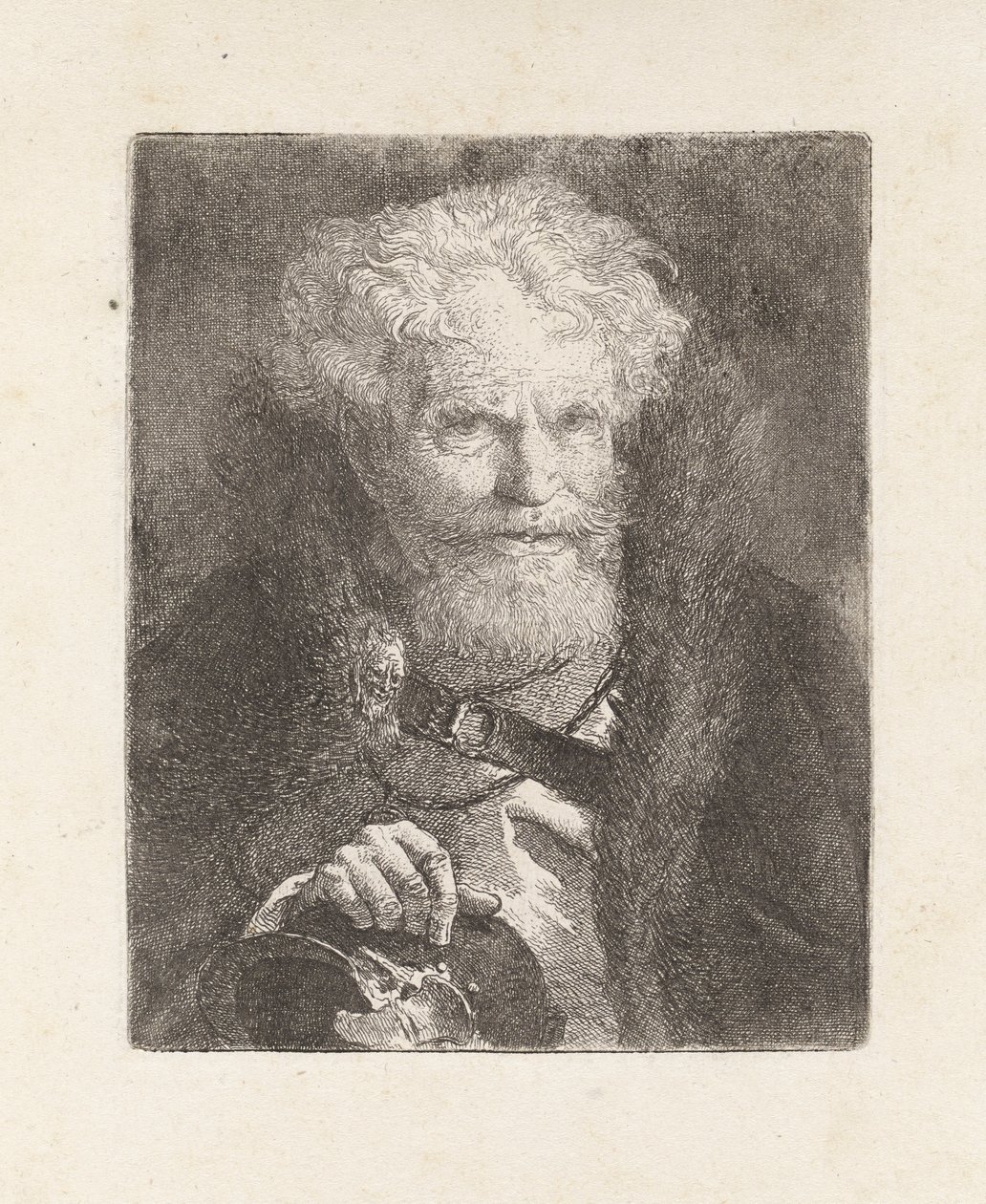 Alter Mann mit Helm, aus der Sammlung von Köpfen von Giovanni Domenico Tiepolo