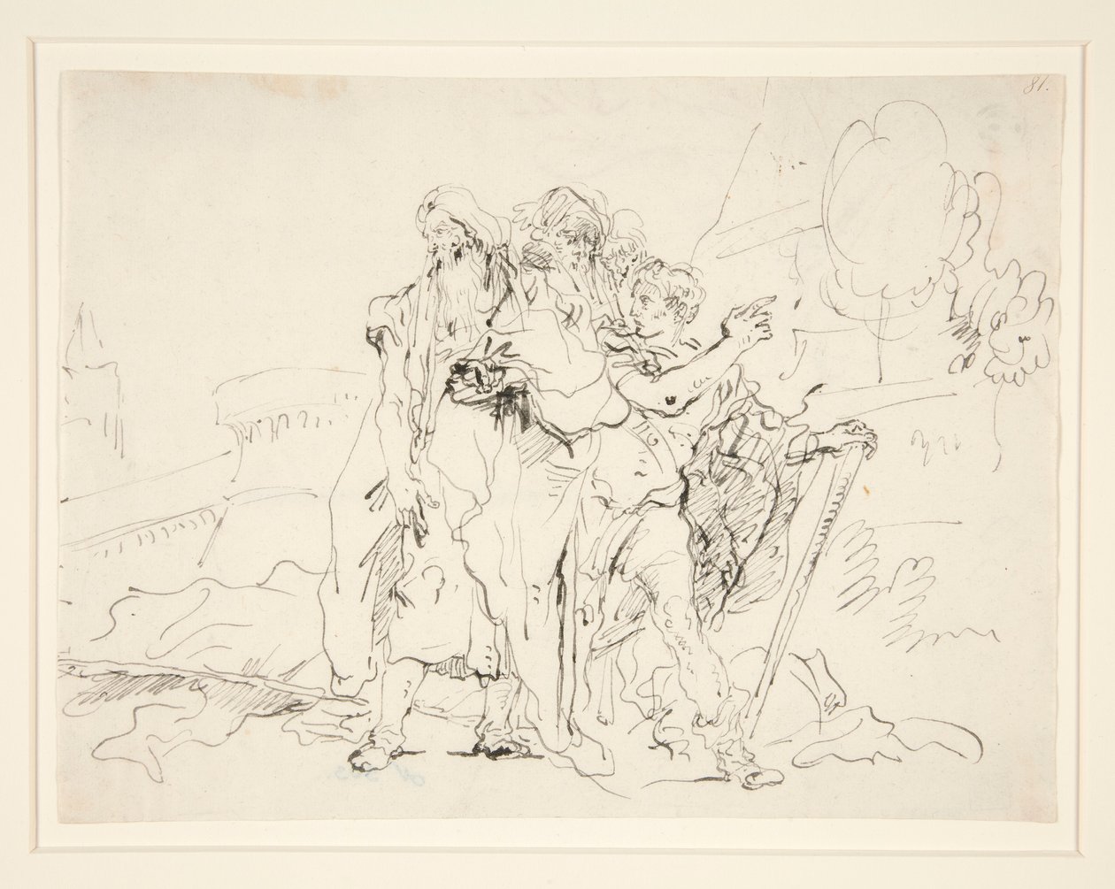 Priamos und Gefährten vor den Mauern von Troja von Giovanni Domenico Tiepolo