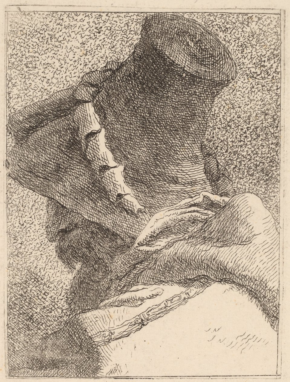 Profil eines alten Mannes mit Hut von Giovanni Domenico Tiepolo