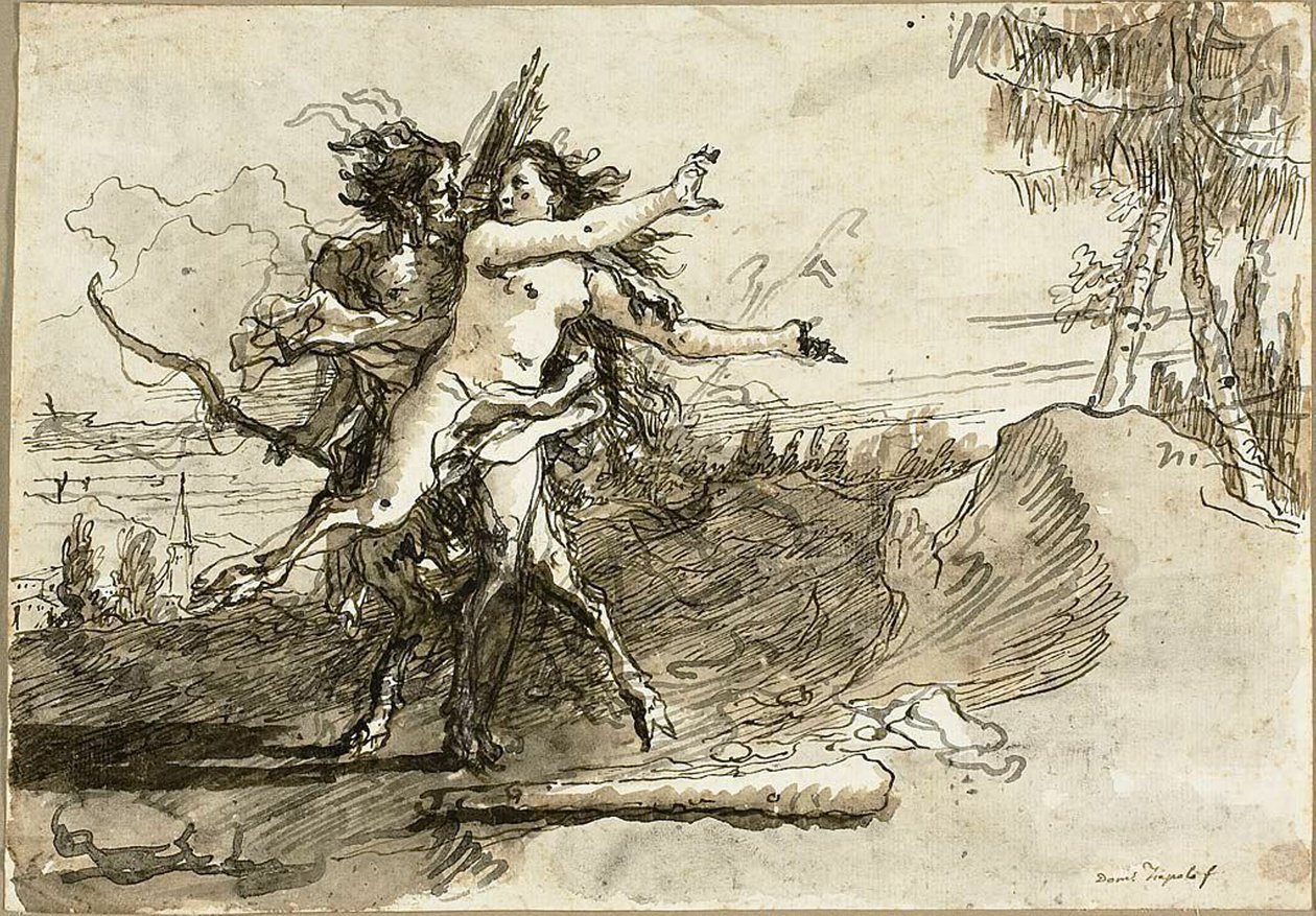 Satyr überrascht eine Satyresse von Giovanni Domenico Tiepolo