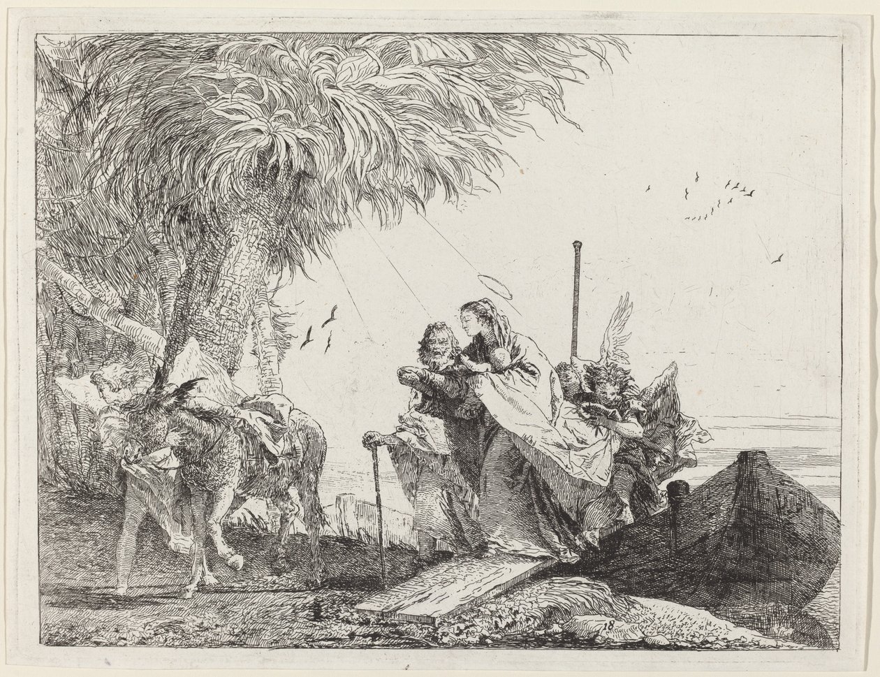 Die Heilige Familie geht an Land von Giovanni Domenico Tiepolo