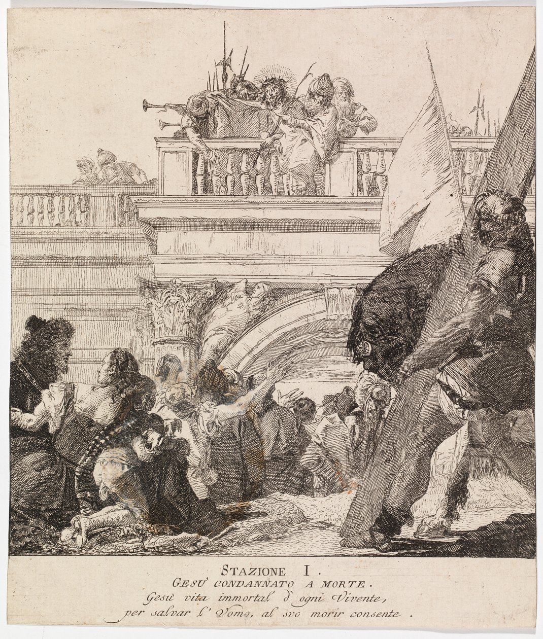 Via Crucis - Station I. Jesus wird zum Tode verurteilt von Giovanni Domenico Tiepolo