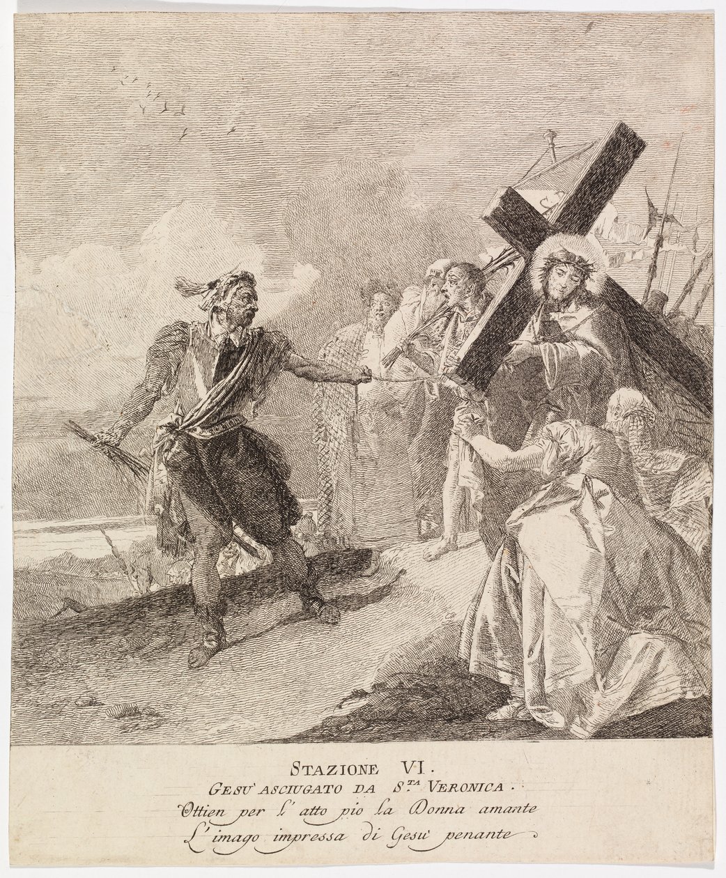 Kreuzweg - Station VI. Veronika wischt das Gesicht von Jesus von Giovanni Domenico Tiepolo