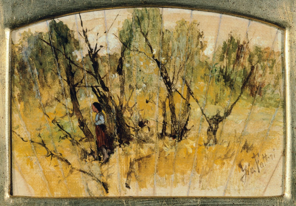 Wald mit einer Figur, Studie eines Fächers von Giovanni Fattori