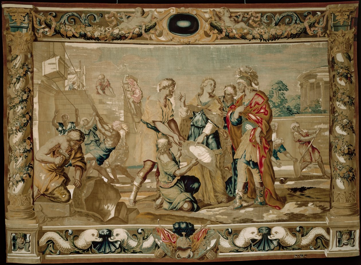 Dido zeigt Aeneas die Pläne für die Befestigungen von Karthago von Giovanni Francesco (1610 62) Romanelli