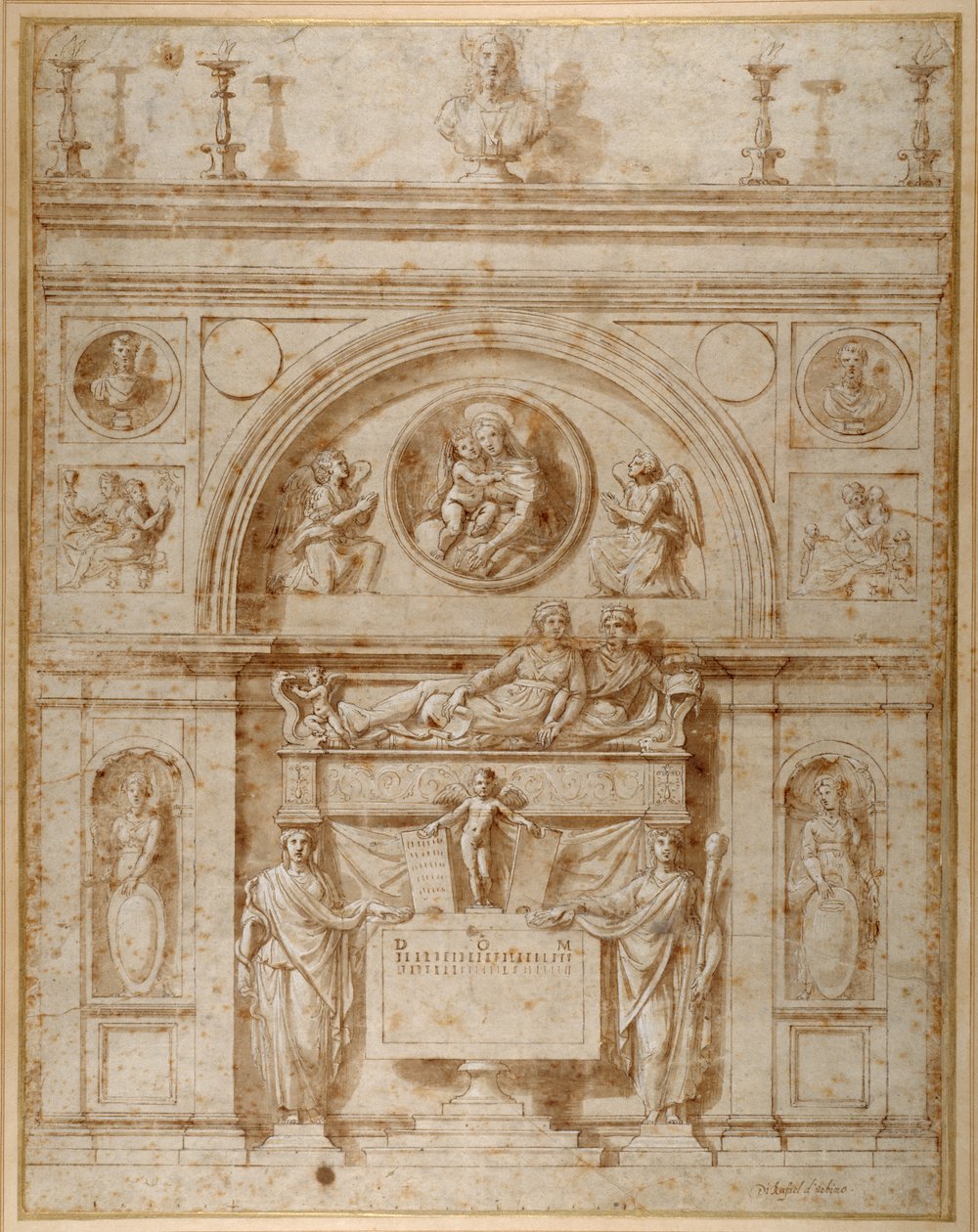 Entwurf für ein Wandgrab im etruskischen Stil von Giovanni Francesco (c.1488 1528) Penni