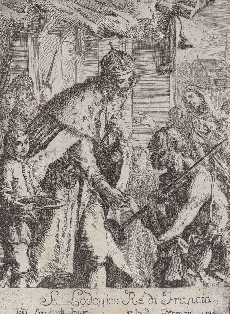 Der heilige Ludwig gibt den Armen Almosen, 1735 von Giovanni Francesco Braccioli