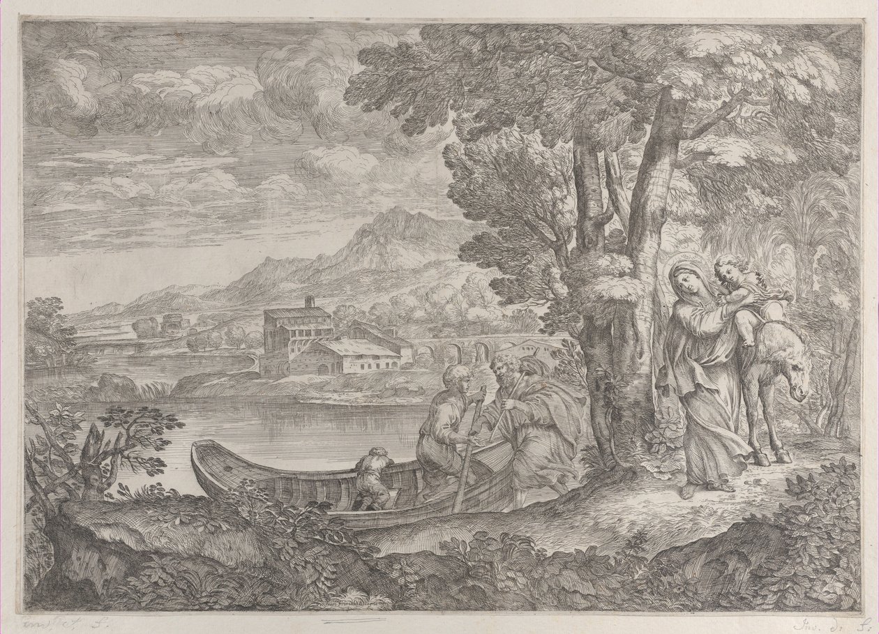 Landschaft mit der Flucht nach Ägypten von Giovanni Francesco Grimaldi