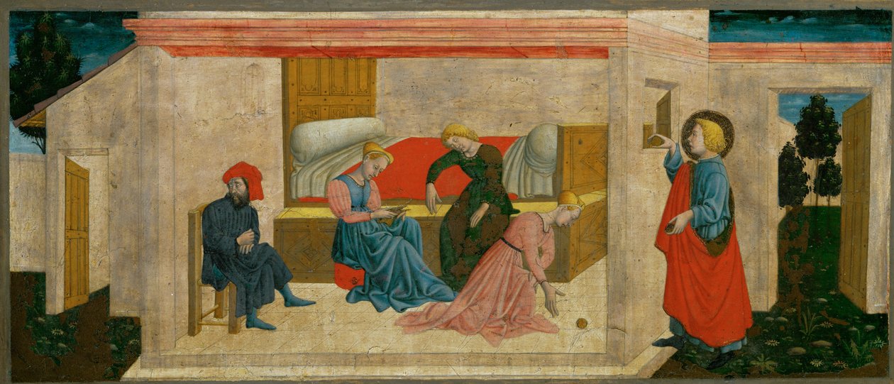Die Wohltätigkeit des St. Nikolaus von Bari, der eine Mitgift für arme Mädchen bietet von Giovanni Francesco Rimini