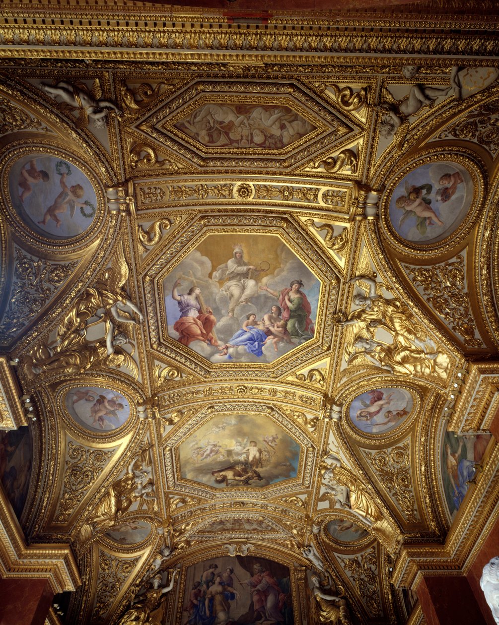 Decke des Paradezimmers und Kabinetts am Wasser des Sommerappartements von Königin Anna von Österreich von Giovanni Francesco Romanelli