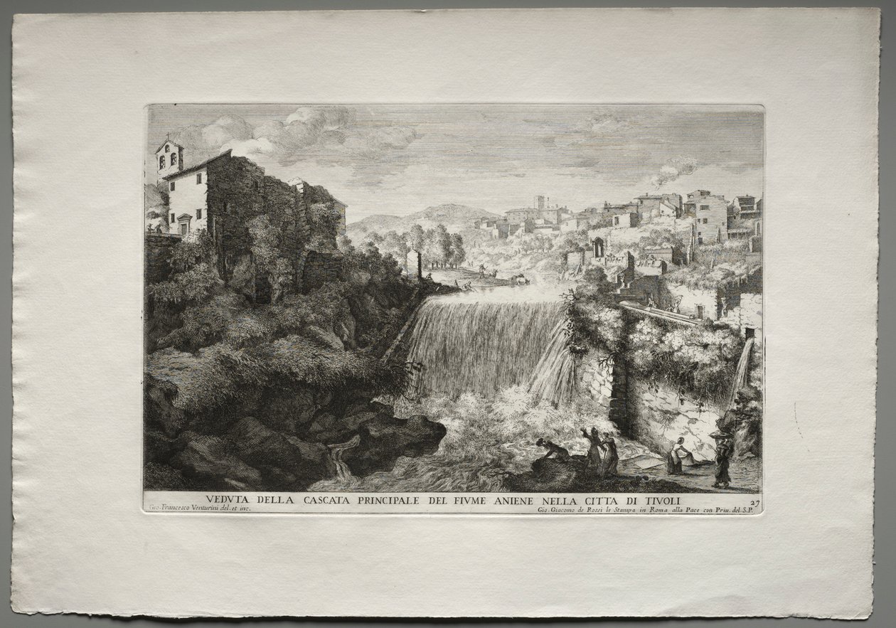 Veduta della Cascata Principale del Fiume Aniene in der Stadt Tivoli von Giovanni Francesco Venturini