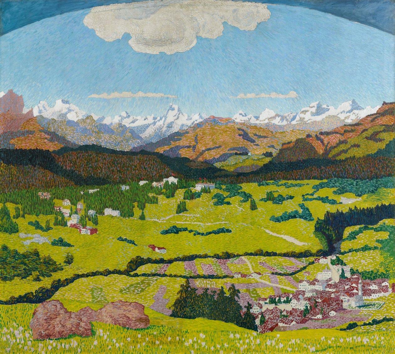 Panorama von Flims. Triptychon, mittlere Tafel, 1904 von Giovanni Giacometti