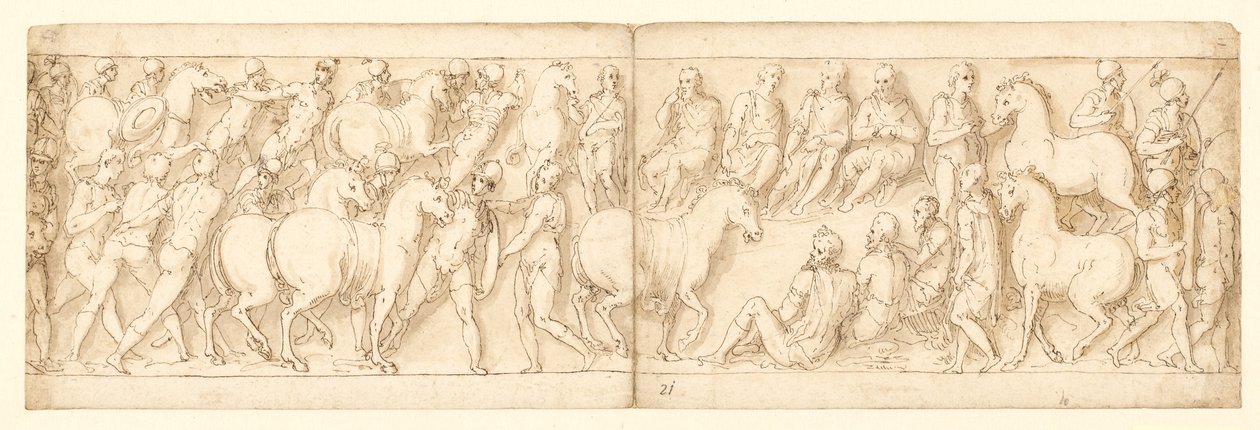 32 Kopien nach der Säule des Marcus Aurelius, Piazza Colonna in Rom von Giovanni Guerra