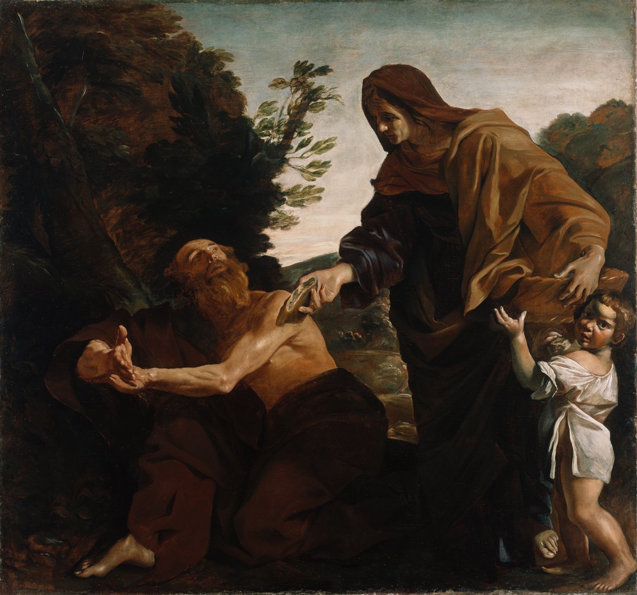 Elia erhält Brot von der Witwe von Zarepath, 1621-24 von Giovanni Lanfranco