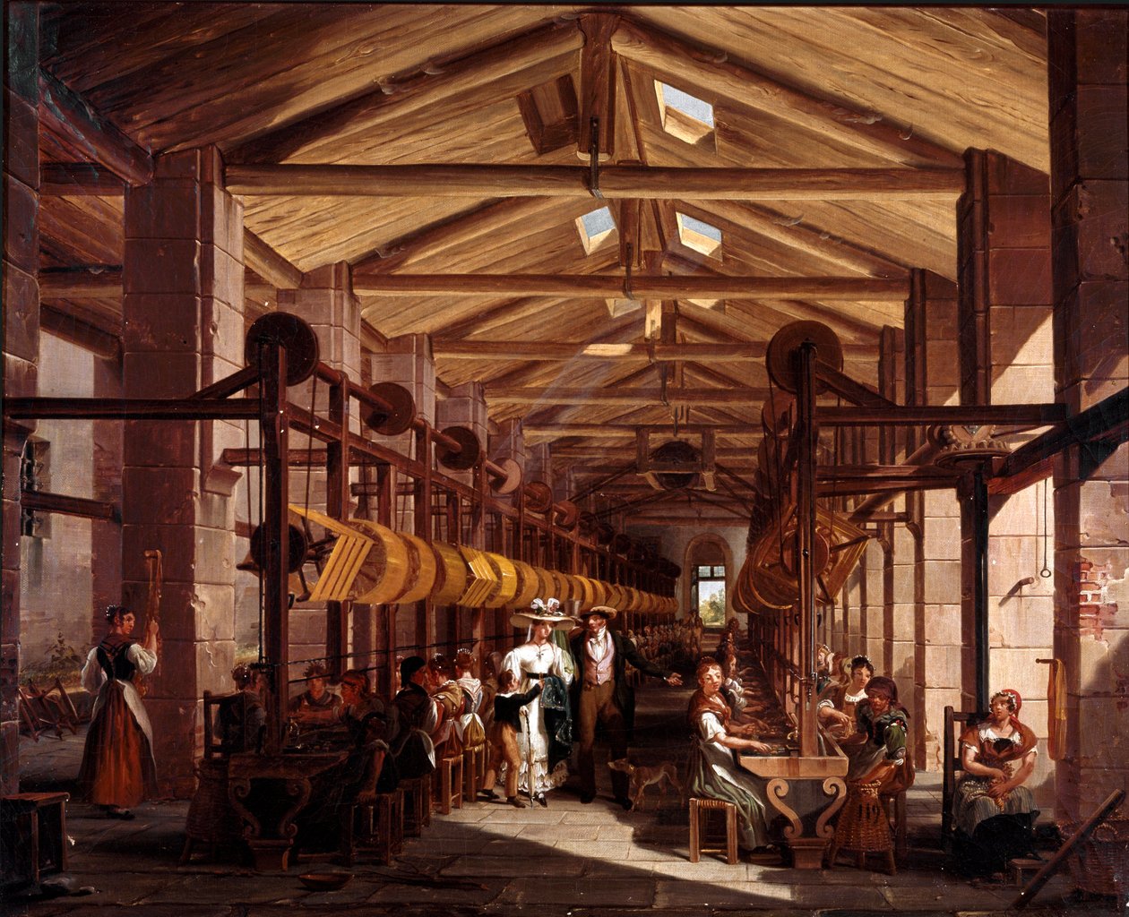 Die Spinnerei Mylius in Boffalora Ticino bei Mailand. Gemälde von Giovanni Migliara (1785-1837) 1828 Menaggio, private Sammlung von Giovanni Migliara
