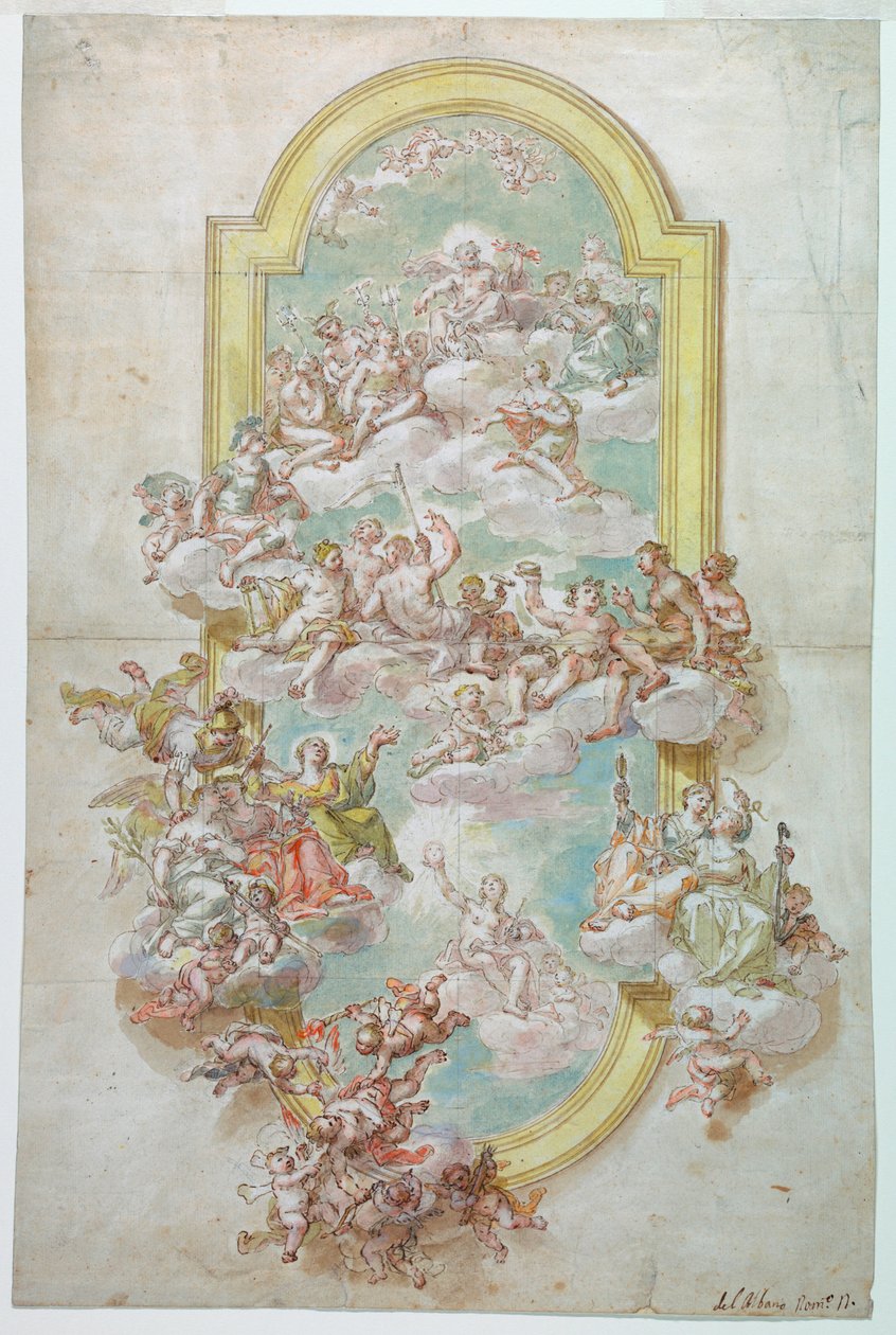 Zeichnung, Decke mit Jupiter, Juni, 1718–1730 von Giovanni Odazzi
