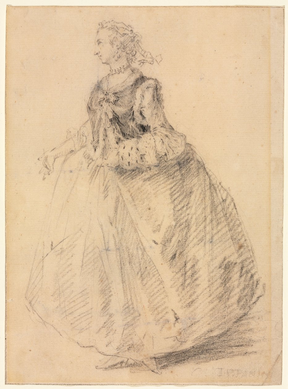 Stehende Frau mit einem Hermelinfäustling, 18. Jahrhundert von Giovanni Paolo Pannini