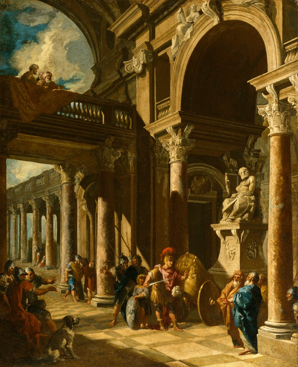 Alexander der Große durchtrennt den Gordischen Knoten, ca. 1718-19 von Giovanni Paolo Pannini