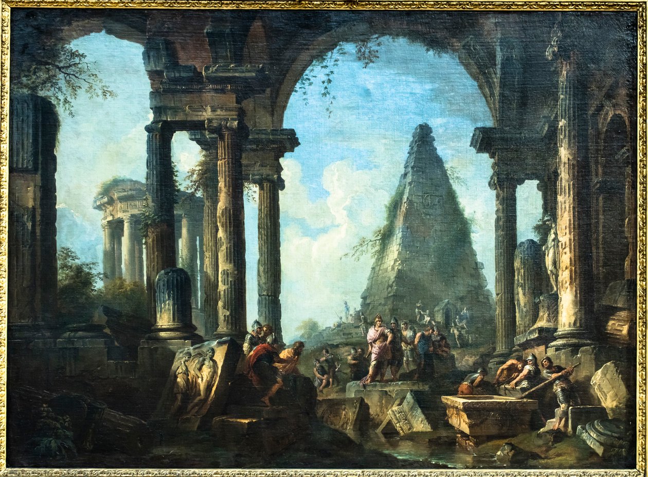 Alexander der Große vor dem Grab von Achilles von Giovanni Paolo Pannini or Panini
