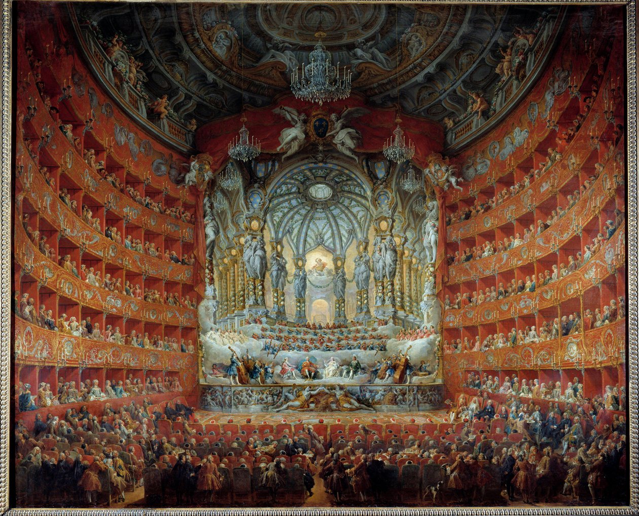 Konzert im Teatro Argentina in Rom am 15. Juli 1747 zur Hochzeit des Dauphins Louis de France mit Marie Josephe von Sachsen von Giovanni Paolo Pannini