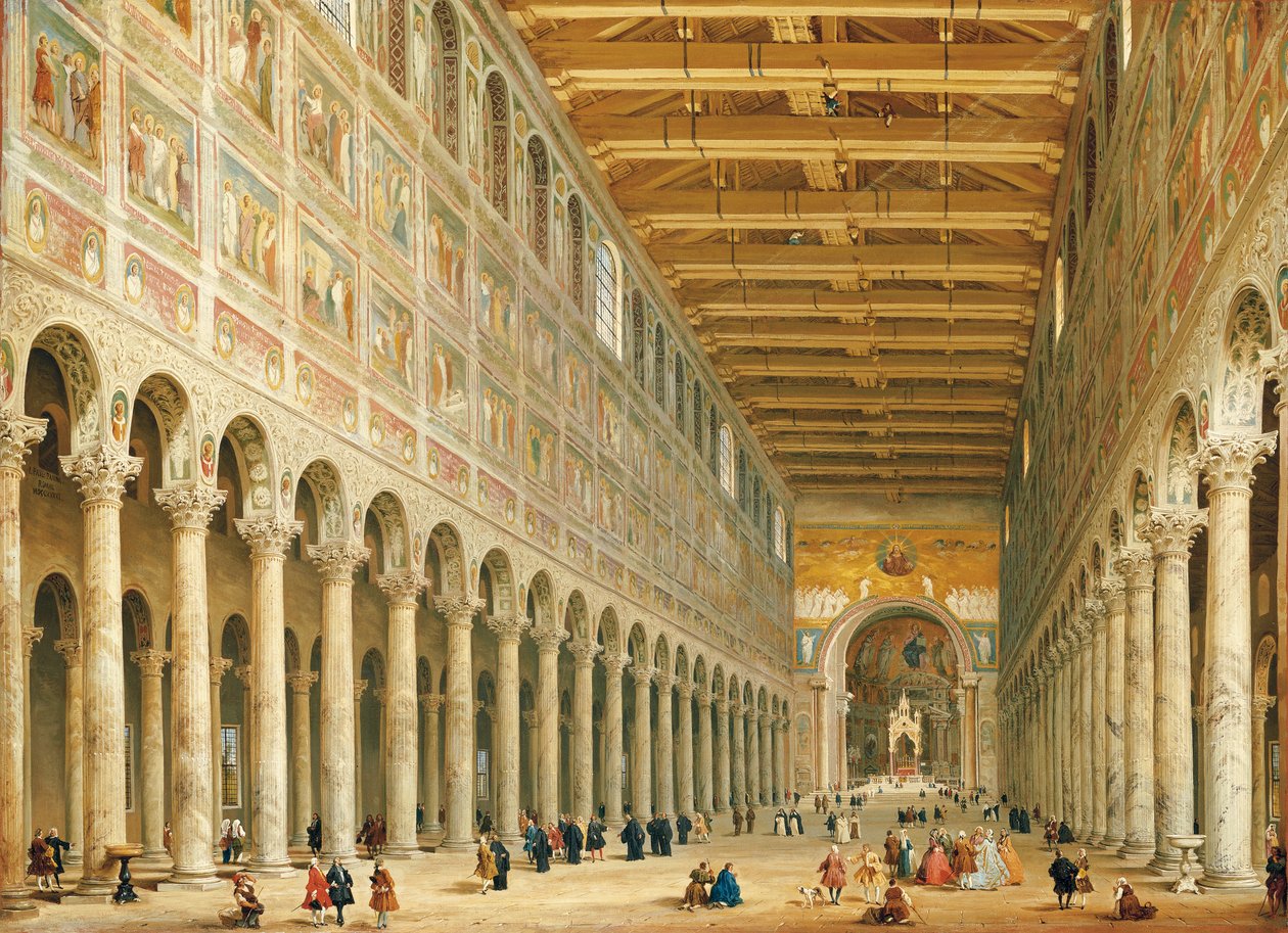 Innenansicht von San Paolo Fuori le Mura, Blick zum Altar von Giovanni Paolo Pannini