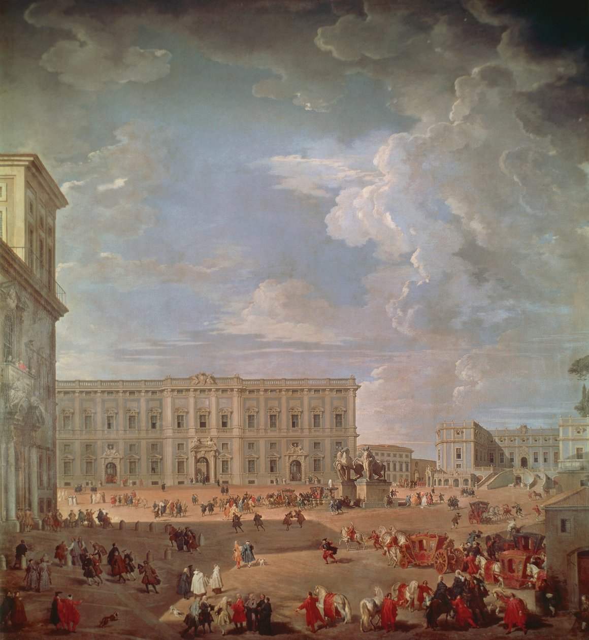 Ansicht des Quirinal und der Piazza di Monte Cavallo, von Giovanni Paolo Pannini von Giovanni Paolo Pannini