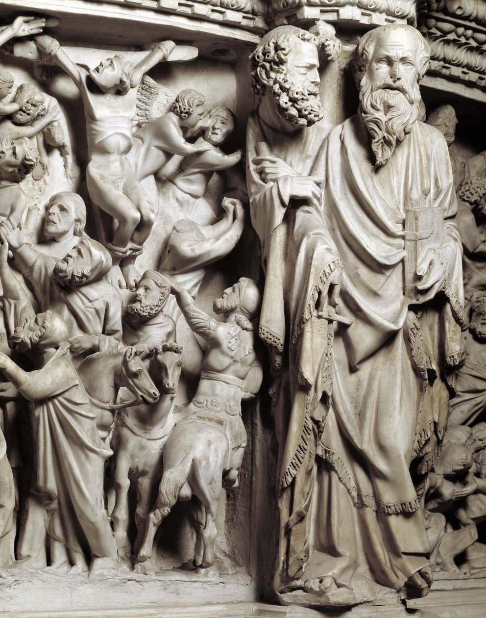 Detail der Reliefs des Stuhls von Giovanni Pisano von Giovanni Pisano
