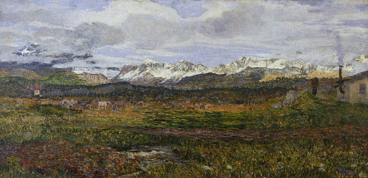Landschaft auf Maloja oder Rückkehr in seine Heimatstadt von Giovanni Segantini