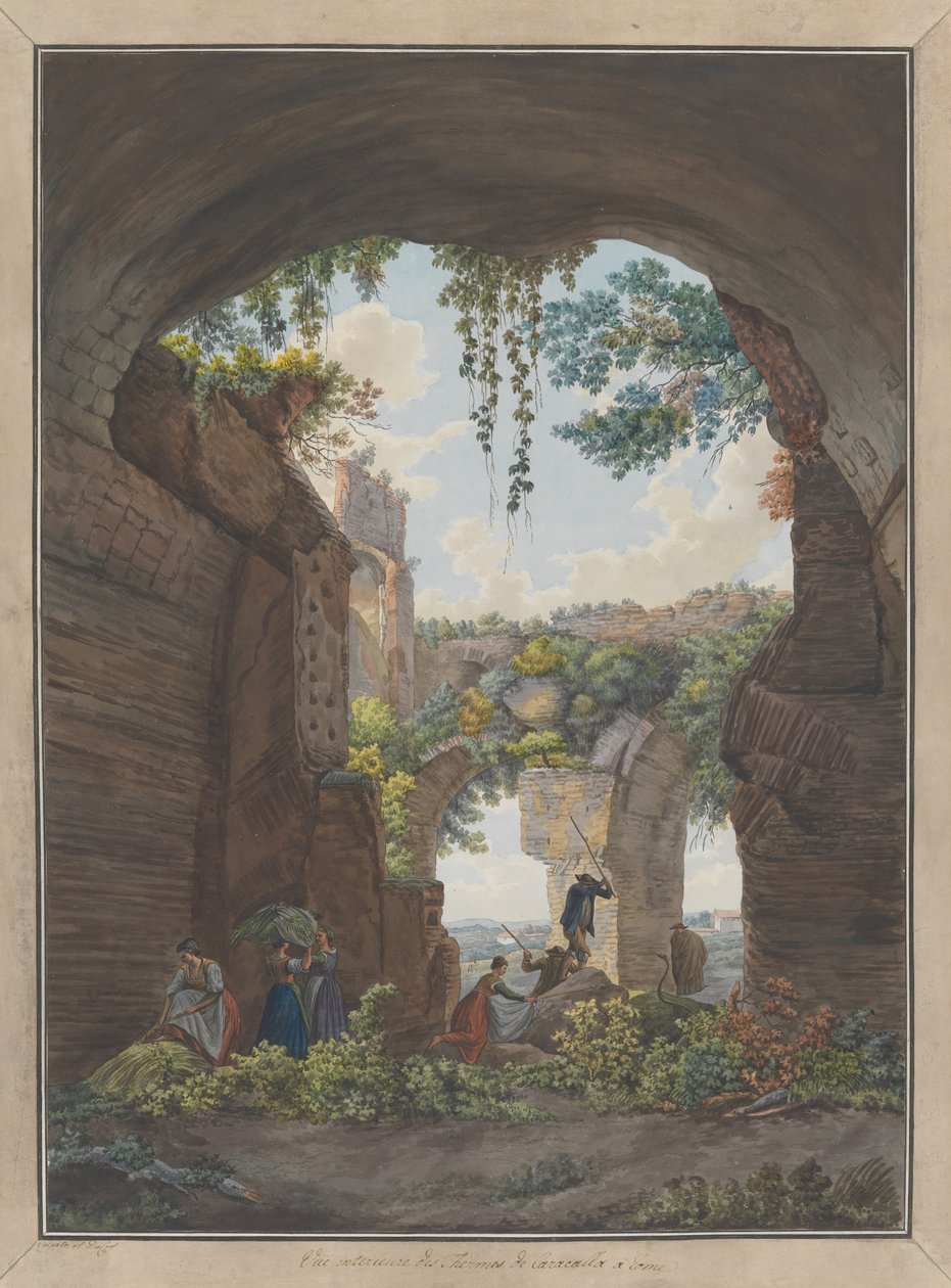 Innenansicht der Caracalla-Thermen von Giovanni Volpato, Louis Ducros