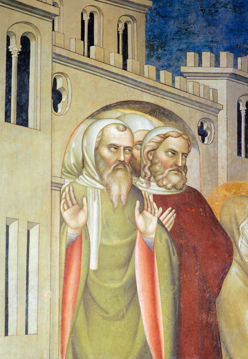 Figuren von Männern, Detail aus der Auferstehung des Lazarus von Giovanni da Milano