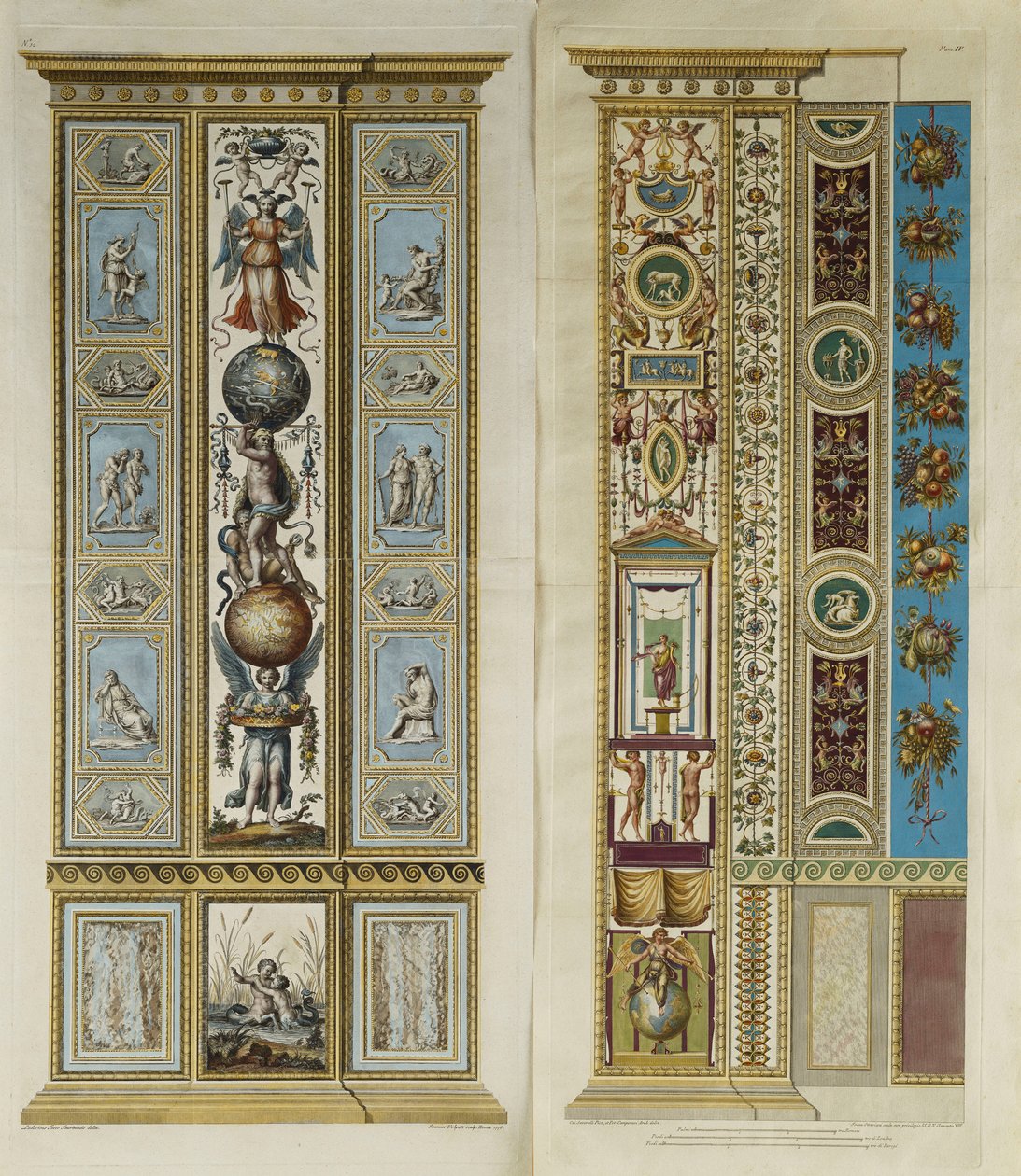 Arabeske Dekorationen in der Vatikanischen Loggia (farbige Gravur) von Giovanni da Udine (after)