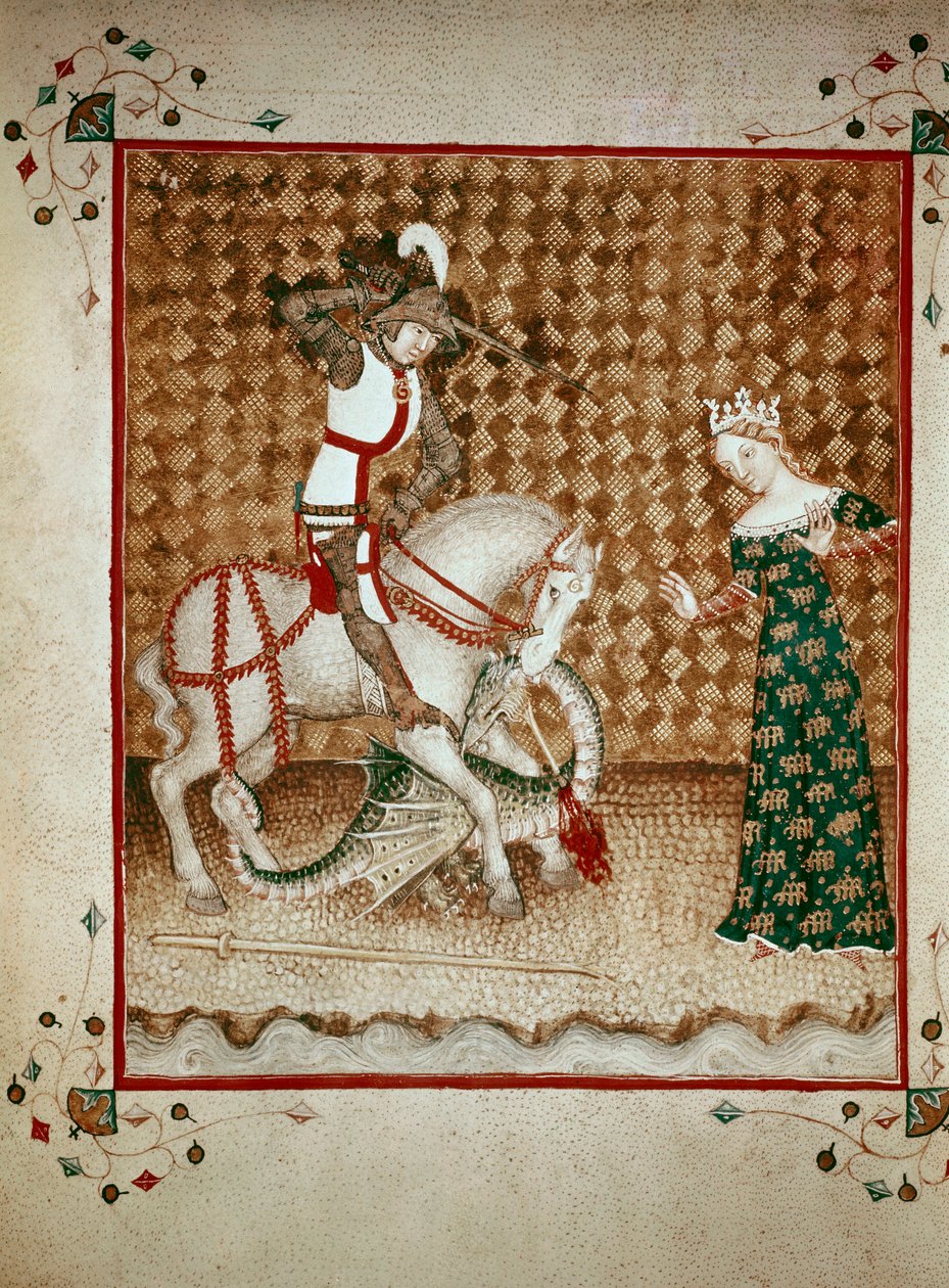 Sankt Georg tötet den Drachen von Giovanni di Benedetto da Como