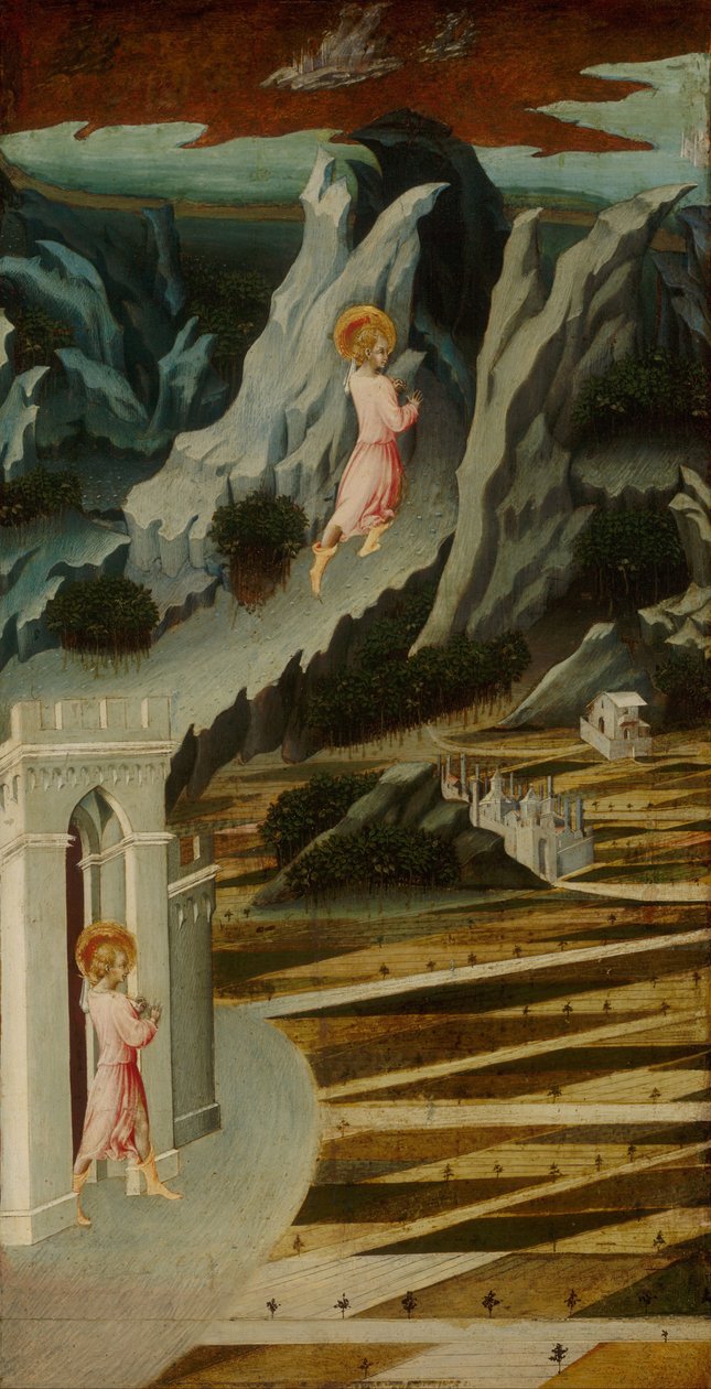 Johannes der Täufer betritt die Wildnis von Giovanni di Paolo