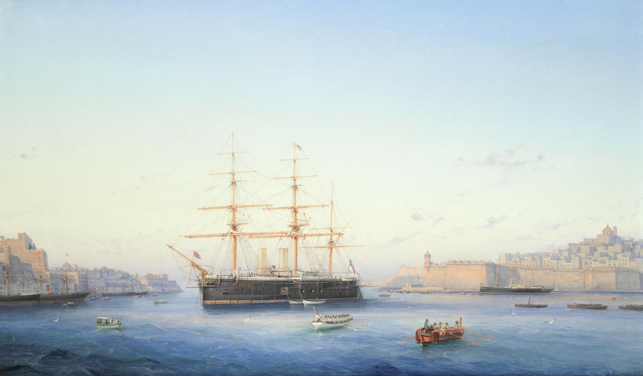 HMS Alexandra im Grand Harbour, Malta von Girolamo Gianni