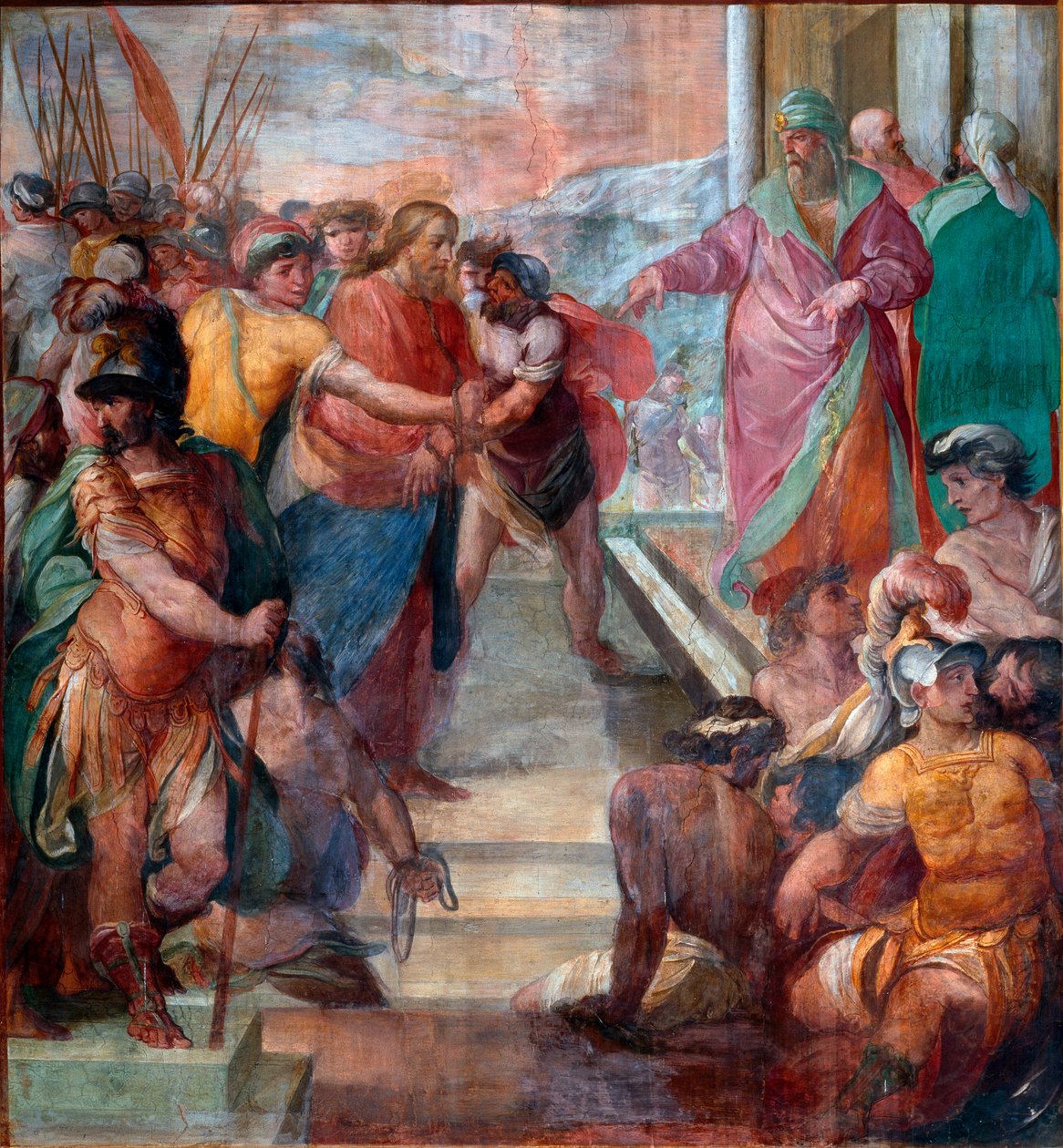 Christus wird vor Kaiphas geführt (Detail) von Girolamo Massel