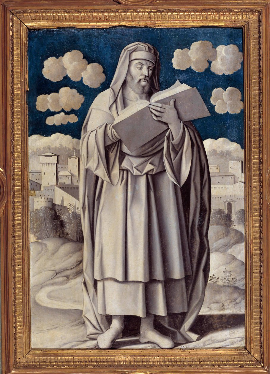 Ganzkörperporträt des griechischen Philosophen Aristoteles (384-322 v. Chr.) von Girolamo Mocetto