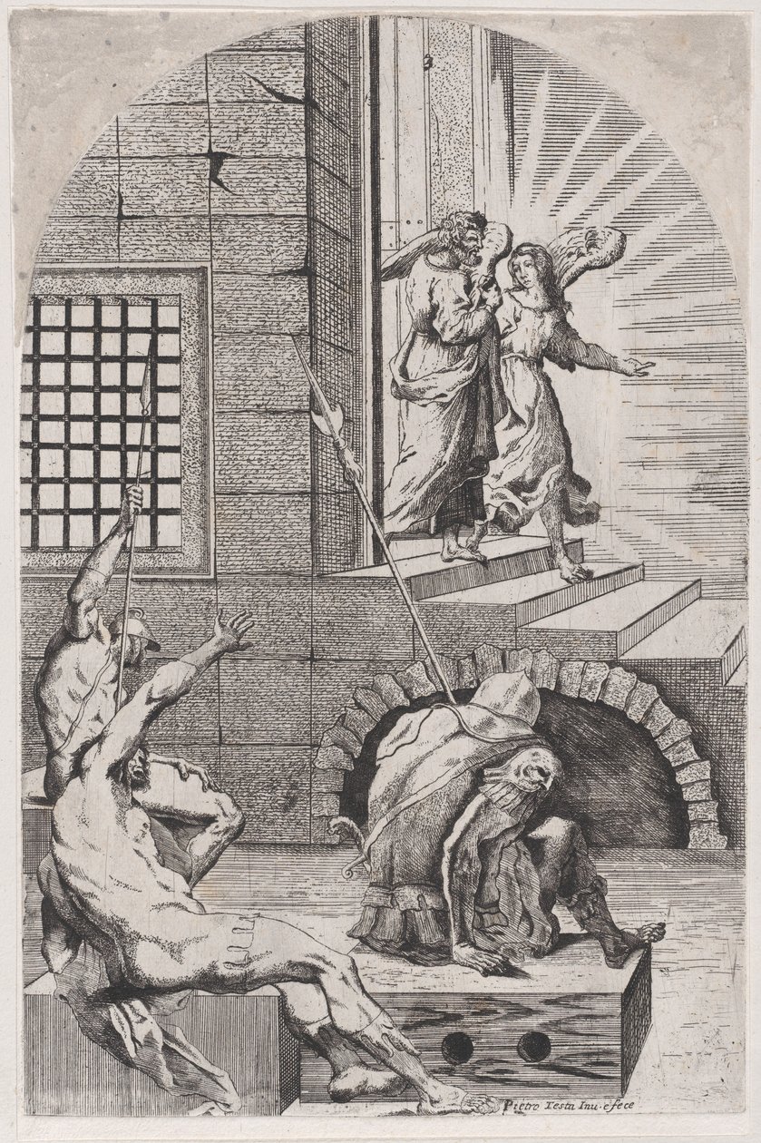 Heiliger Petrus wird vom Engel aus dem Gefängnis befreit von Girolamo Pedrignani