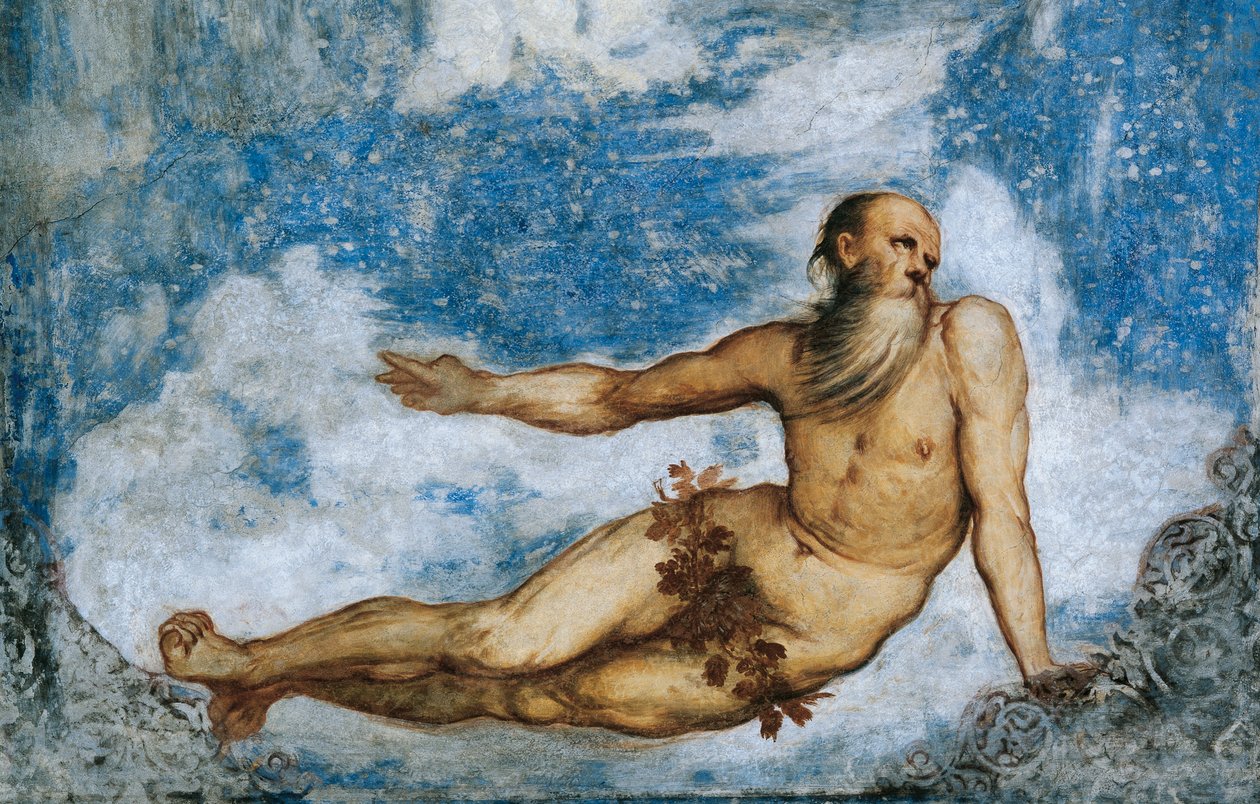 Allegorie des Winters, Detail der Fresken von Girolamo Romanino (ca. 1484-nach 1559), in Auftrag gegeben von Bernardo Clesio von Girolamo Romanino