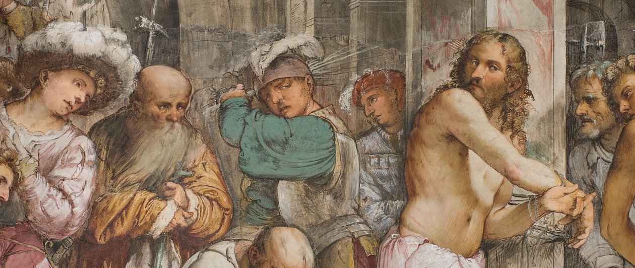 Zentrales Schiff, fünfter südlicher Spann, Geißelung Christi von Girolamo Romanino