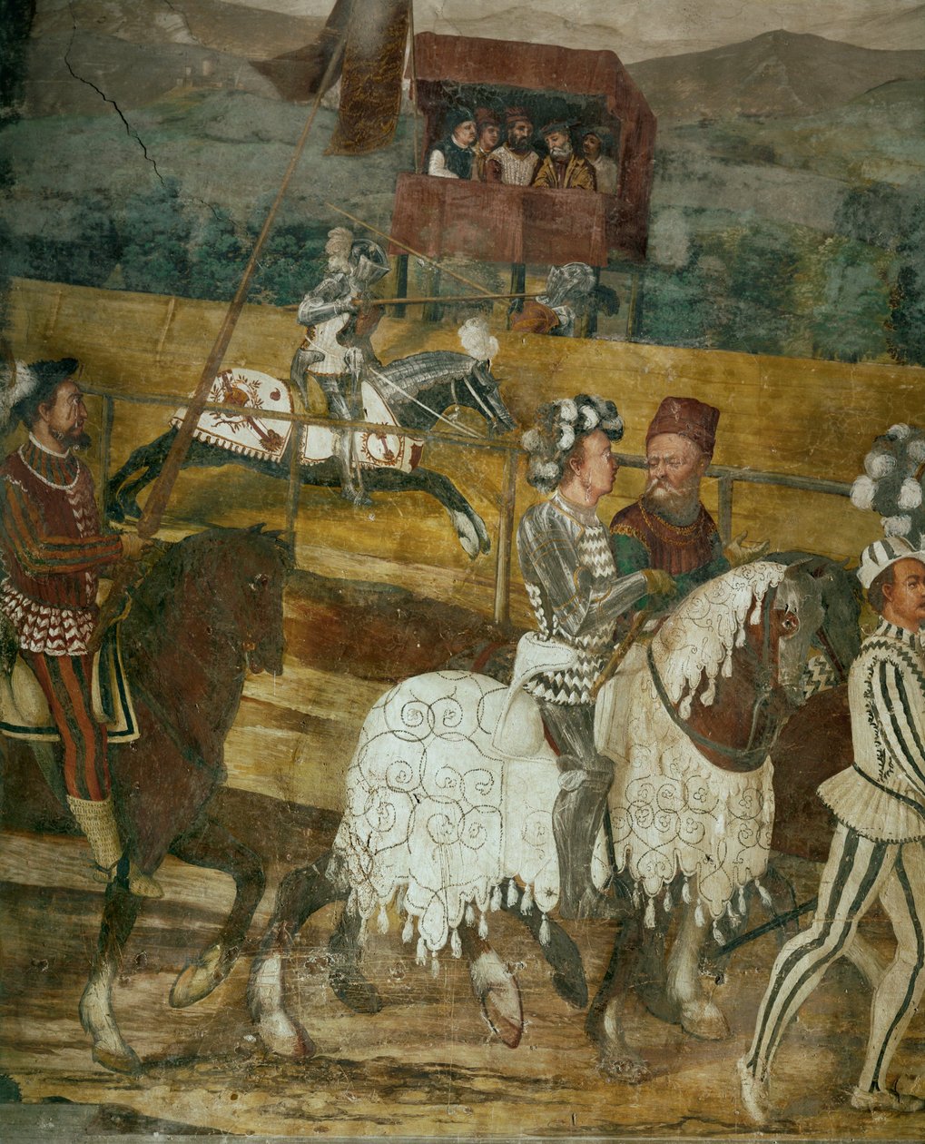 König Christian und Bartolomeo Colleoni beobachten ein Turnier von Girolamo Romanino