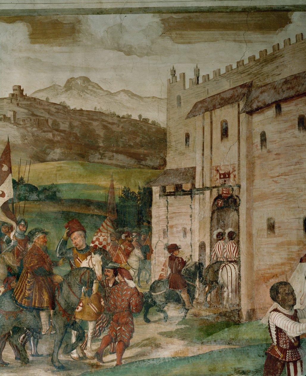 Rückkehr von Bartolomeo Colleoni und König Christian nach Malpaga nach der Jagdgesellschaft von Girolamo Romanino