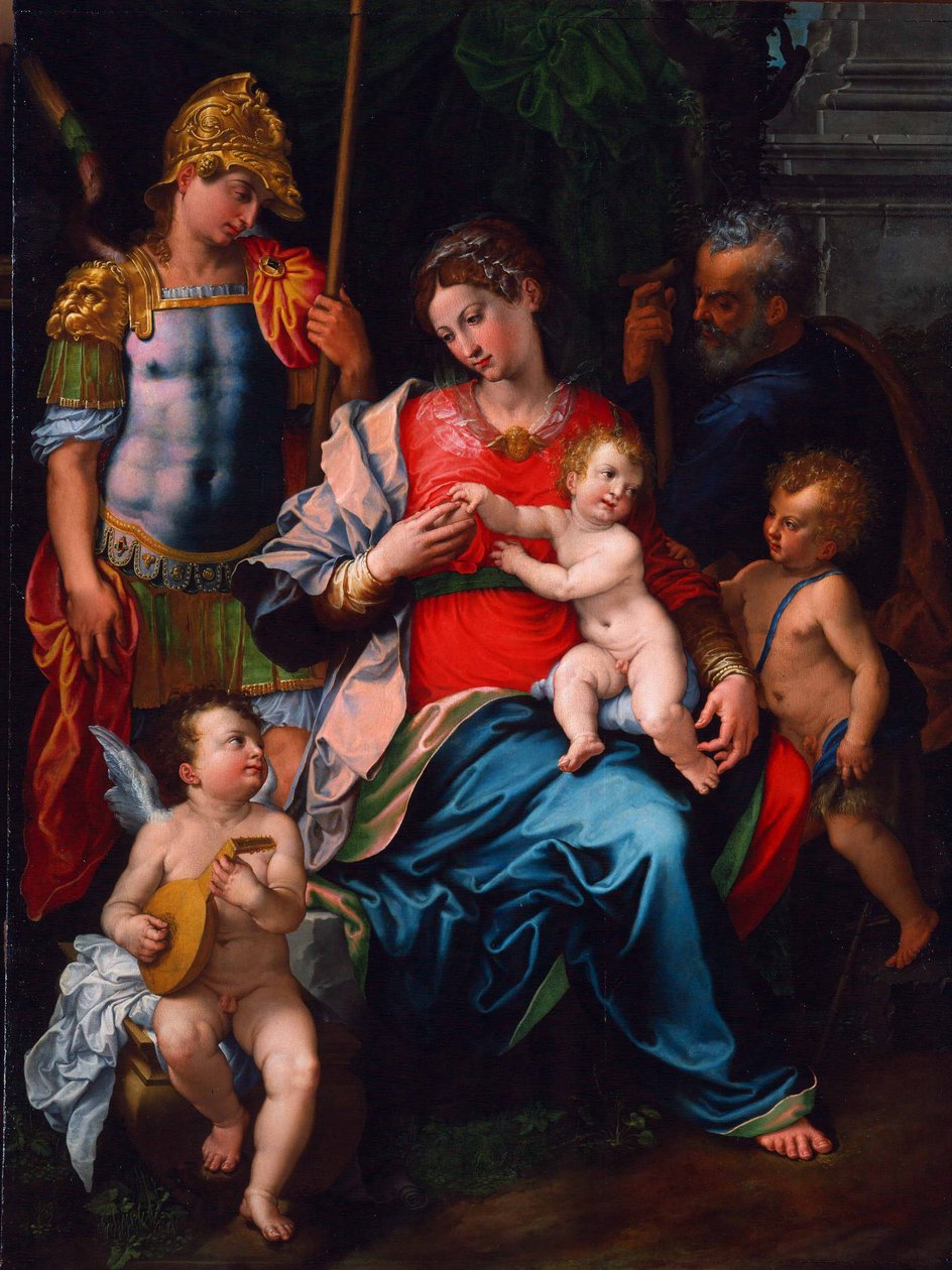 Jungfrau und Kind mit den Heiligen Johannes dem Täufer, Michael dem Erzengel und Joseph, 1545 von Girolamo Sciolante da Sermoneta