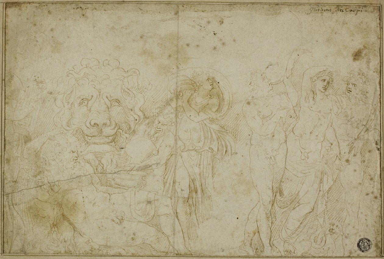 Blenheim-Palast-Sarkophag: Bacchanal mit Löwenkopf von Girolamo da Carpi