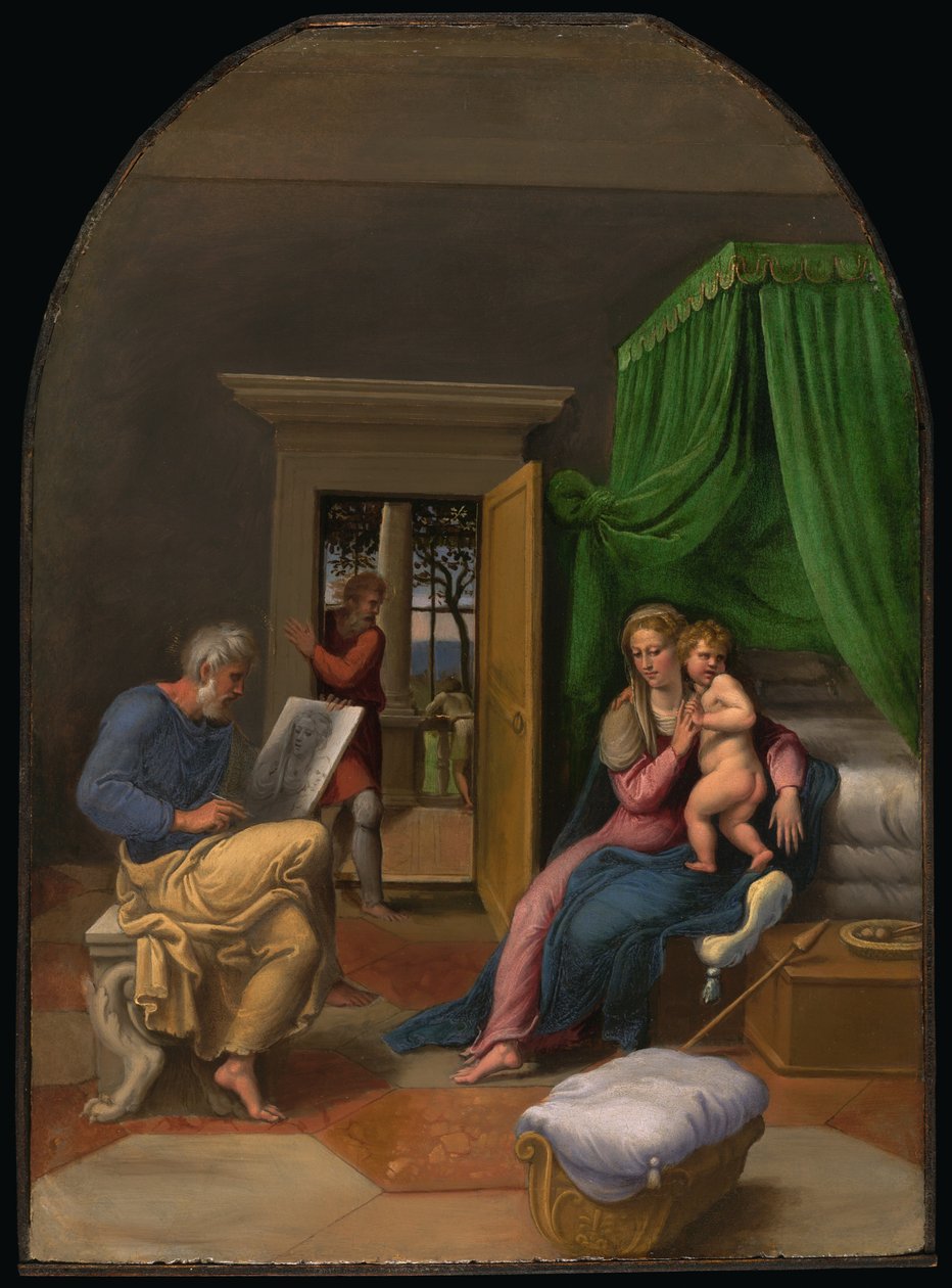 Der heilige Lukas zeichnet die Jungfrau und das Christkind von Girolamo da Carpi