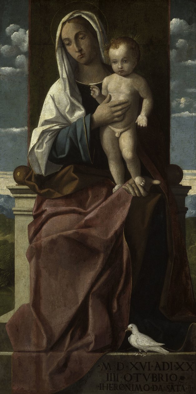 Thronende Madonna mit Kind von Girolamo da Santacroce