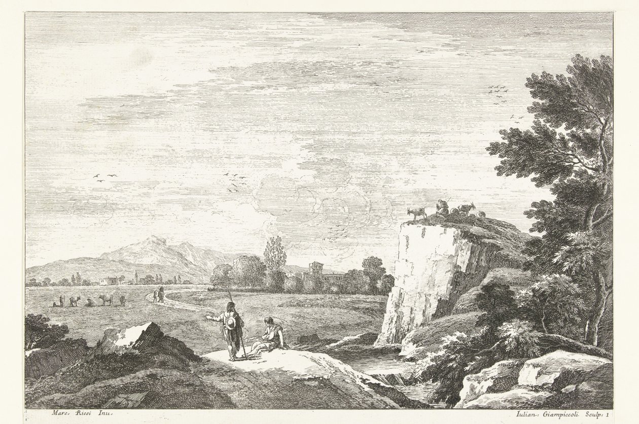 Landschaft mit einigen Figuren von Giuliano Giampiccoli