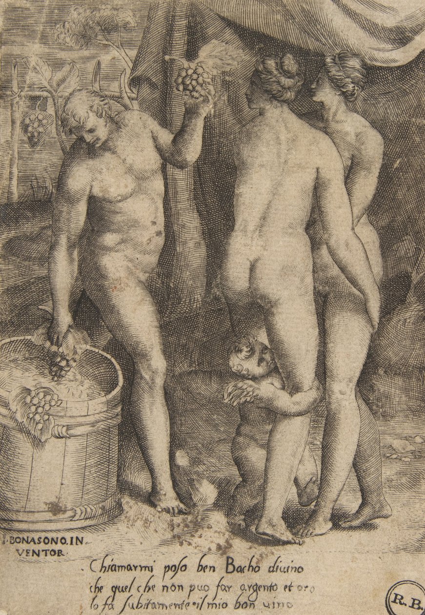 Bacchus gibt Frauen Trauben, aus 