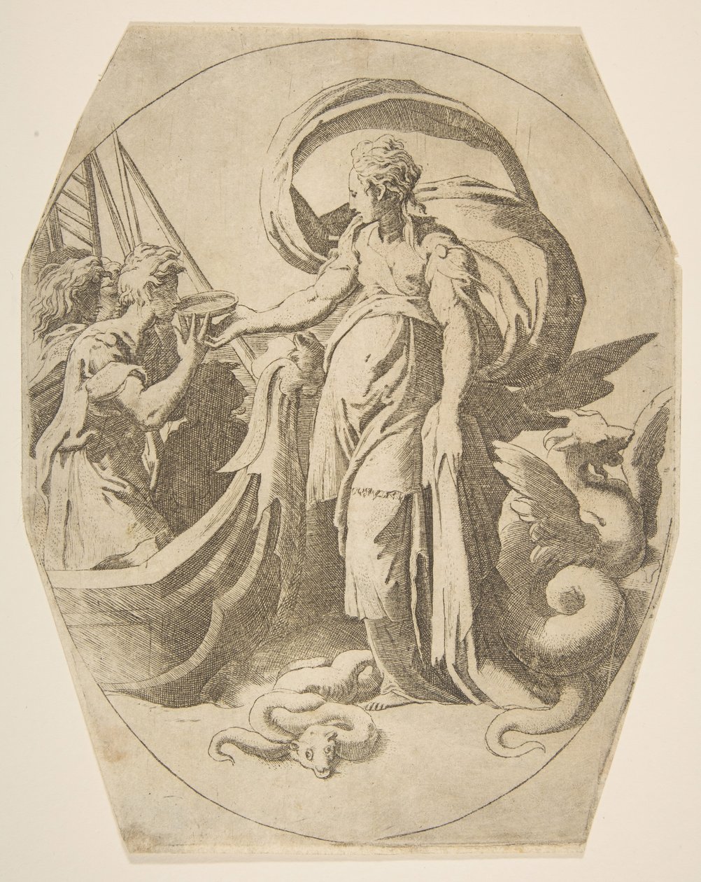 Circe und die Gefährten des Odysseus, 16. Jahrhundert von Giulio Bonasone