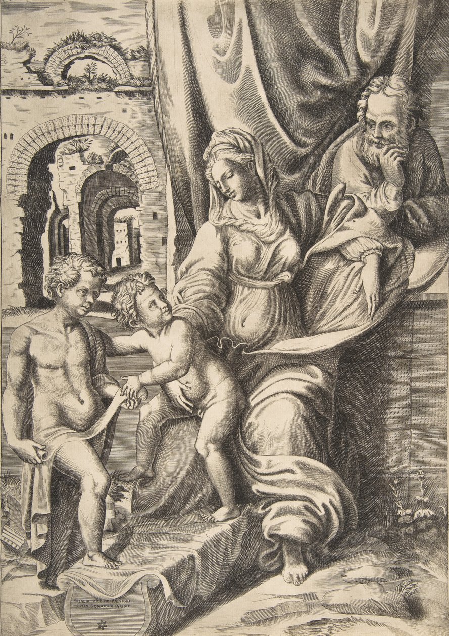 Die Heilige Familie und der kleine Johannes der Täufer (1531-76) von Giulio Bonasone